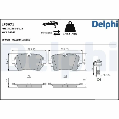 Imagem de DELPHI LP3671 Jogo de pastilhas para travão disco preparado indicador aviso desgaste com chapa anti ruído acessórios AUDI: Q7