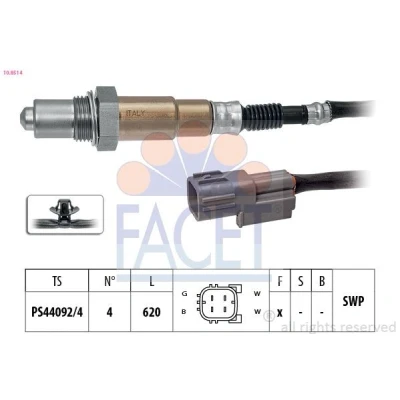Imagem de FACET 10.8514 Sonda lambda com material de fixação aquecimento, plana, Rosca pré lubrificada