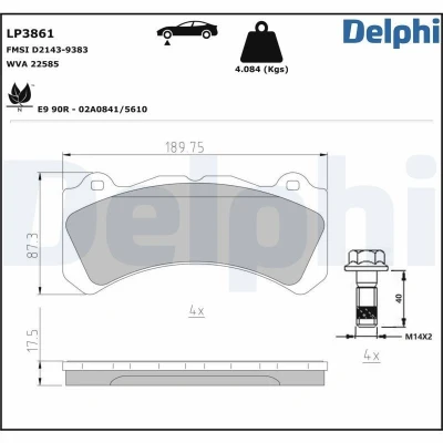 Imagem de DELPHI LP3861 Jogo de pastilhas para travão disco não preparado indicador aviso desgaste com chapa anti ruído sem acessórios