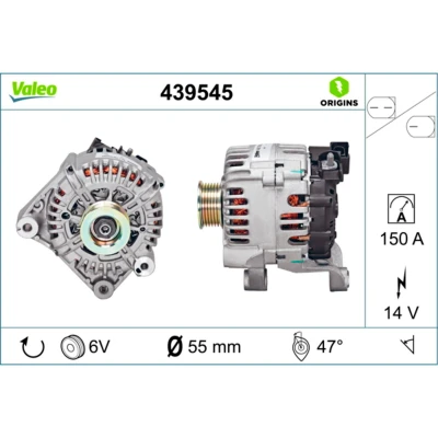 Imagem de VALEO 439545 Alternador 14V 150A BMW: 3 Sedan, Touring, 1 Hatchback