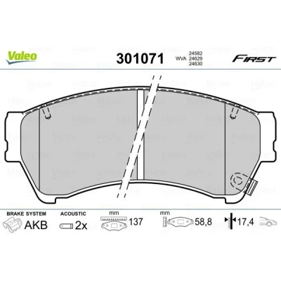 Imagem de VALEO 301071 Jogo de pastilhas para travão disco FIRST Eixo dianteiro incl. contacto aviso desgaste sem chapa anti ruído MAZDA: 6 Carrinha