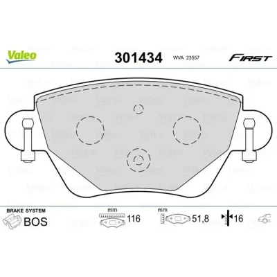 Imagem de VALEO 301434 Jogo de pastilhas para travão disco FIRST Eixo traseiro excl. contacto aviso desgaste sem chapa anti ruído FORD: MONDEO 3 Kombi