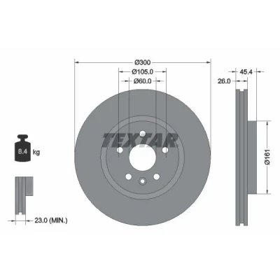 Imagem de TEXTAR 92277205 Disco de travão OPEL: Astra K Sports Tourer, Hatchback
