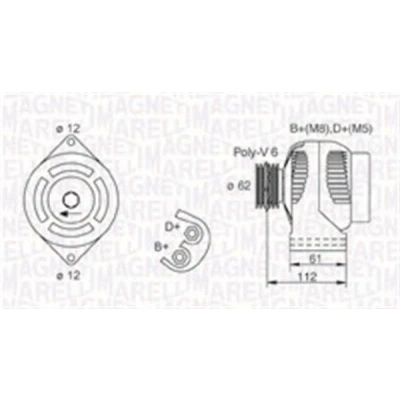 Imagem de MAGNETI MARELLI 063731884010 Alternador 12V 105A OPEL: Astra H Hatchback, GTC, Caravan, ALFA ROMEO: 159 Sedan, Sportwagon