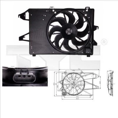 Imagem de TYC 810 0008 ventilador de radiador 390 380 com estrutura do (caixilho), resistência carga