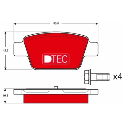 Imagem de TRW DTEC COTEC GDB1485DTE Jogo de pastilhas para travão disco FIAT: BRAVO 2, Stilo Hatchback, Linea, ALFA ROMEO: MiTo, LANCIA: DELTA 3
