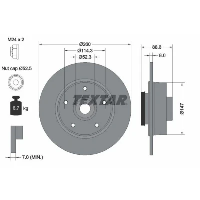 Imagem de TEXTAR Disco de travão RENAULT: Megane 4, IV Sedan PRO 8mm 05/05 114,3mm cheio revestido 92291003 432000185R,432006609R,432027412R