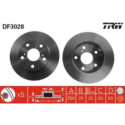 Imagem de TRW DF3028 Disco de travão 255 25 5 114 ventilado CHRYSLER: Voyager / Grand 3
