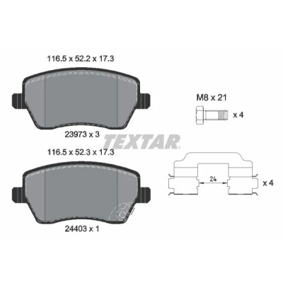 Imagem de TEXTAR 2397302 Jogo de pastilhas para travão disco com avisador sonoro desgaste parafusos pinça acessórios SUZUKI: SWIFT 3