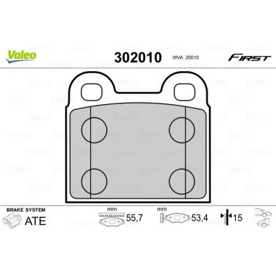 Imagem de VALEO 302010 Jogo de pastilhas para travão disco FIRST excl. contacto aviso desgaste sem chapa anti ruído OPEL: Vectra B Sedan