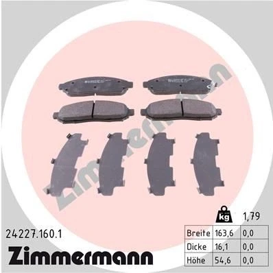 Imagem de ZIMMERMANN 24227.160.1 Jogo de pastilhas para travão disco com avisador sonoro desgaste A imagem corresponde ao volume fornecimento