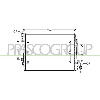 Imagem de PRASCO SK024R007 Radiador, arrefecimento do motor Alumínio 648mm 438mm 32mm com acoplamentos rápidos Aletas de refrigeração unidas mecanicamente