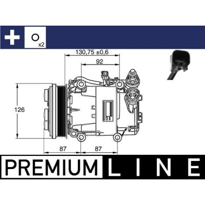 Imagem de MAHLE ORIGINAL ACP 54 000P Compressor 7VS16ic 12 PAG 46 YF R1234yf, R134a com retentor sem bujão de despejo do óleo VOLVO: V50, S40 II, C30