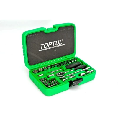 Imagem de TOPTUL GCAI4102 Conjunto de soquete 41 Fenda, Sextavado, Torx TR, Fenda em cruz (PH) 1/4 com roquete