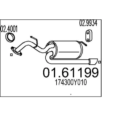 Imagem de MTS 01.61199 Panela de escape traseira 880 TOYOTA: Yaris II Hatchback