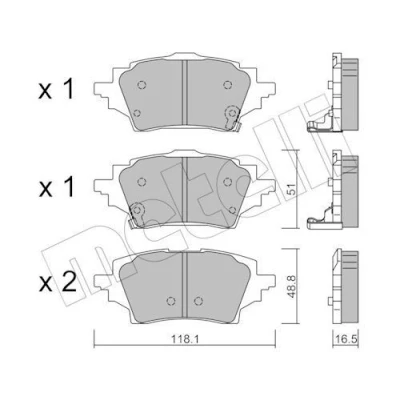 Imagem de METELLI 22 1228 0 Jogo de pastilhas para travão disco com avisador sonoro desgaste TOYOTA: Corolla XII Carrinha, C HR, Hatchback
