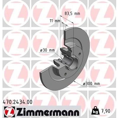 Imagem de ZIMMERMANN 470.2434.00 Disco de travão 300 11 5/5 5 114 cheio com o rolamento da roda, anel sensor do ABS RENAULT: LAGUNA 3 Grandtour,