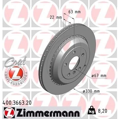 Imagem de ZIMMERMANN COAT Z 400.3663.20 Disco de travão 330 22 7/5 5 112 ventilado fora revestido alto carbono MERCEDES BENZ: Classe ML, R, GL