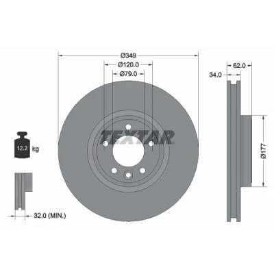 Imagem de TEXTAR 92307605 Disco de travão LAND ROVER: Range Rover 4