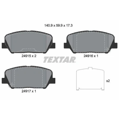 Imagem de TEXTAR 2491501 Jogo de pastilhas para travão disco com avisador sonoro desgaste acessórios KIA: cee‘d II Sportswagon, Hatchback