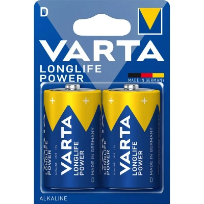 Imagem de 2 pilhas alcalinas redondas varta lr20/d longlife power