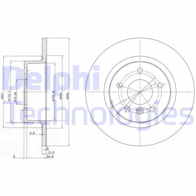 Imagem de DELPHI BG3227C Disco de travão 304 13 5 cheio revestido não tratado sem o rolamento da roda, anel sensor do ABS LAND ROVER: Range Rover 2