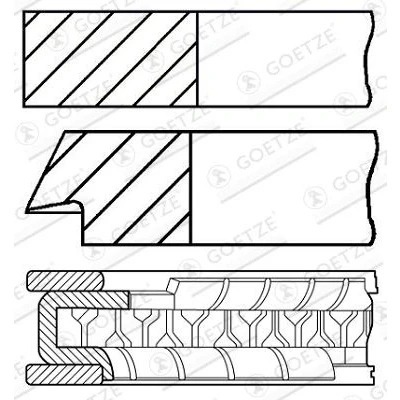 Imagem de GOETZE ENGINE 08 520500 00 Jogo de Anéis do Pistão 75 ROVER: 45 Hatchback, 25 MG: MG ZR Hatchback