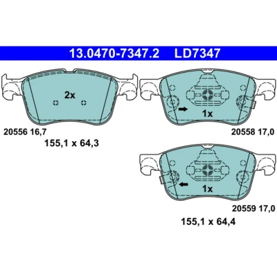 Imagem de ATE 13.0470 7347.2 Jogo de pastilhas para travão disco com avisador sonoro desgaste FORD: Focus Mk4 Hatchback, Turnier, Puma SUV