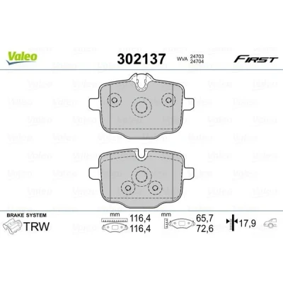 Imagem de VALEO 302137 Jogo de pastilhas para travão disco Eixo traseiro excl. contacto aviso desgaste com chapa anti ruído BMW: 5 Touring, Sedan