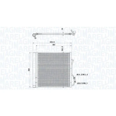 Imagem de MAGNETI MARELLI 350203921000 Condensador com secador 365x365,8x16 365,8 365 16 SMART: City Coupe, Fortwo I Cabrio