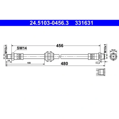 Imagem de ATE 24.5103 0456.3 Mangueira de Travão 456 M10x1