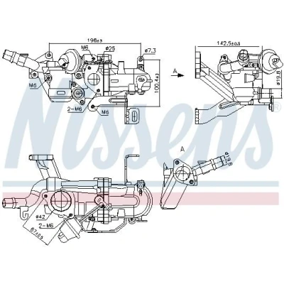 Imagem de NISSENS 989273 Radiador EGR com juntas &#039;bypass&#039; de vácuo PEUGEOT: 508 I SW, VOLVO: S40 II