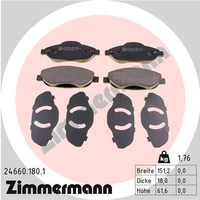 Imagem de ZIMMERMANN 24660.180.1 Jogo de pastilhas para travão disco A imagem corresponde ao volume fornecimento PEUGEOT: 308 I SW, 3008