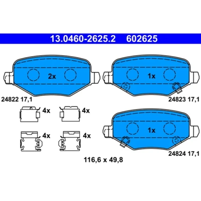Imagem de ATE 13.0460 2625.2 Jogo de pastilhas para travão disco com avisador sonoro desgaste acessórios FIAT: Freemont, CHRYSLER: GRAND 5OYAGER 5