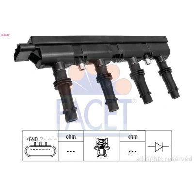 Imagem de FACET 9.6447 Bobina de ignição OPEL: Corsa D Hatchback, E Adam, CHEVROLET: Cruze Sedan, Hatchback