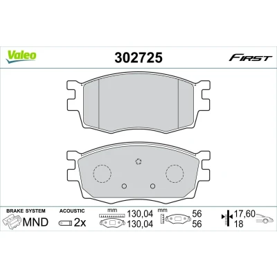 Imagem de VALEO 302725 Jogo de pastilhas para travão disco Eixo dianteiro incl. contacto aviso desgaste com chapa anti ruído HYUNDAI: i20 I Hatchback