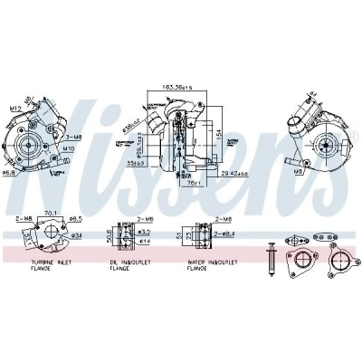 Imagem de NISSENS 93830 Turbocompressor accionado pelos gases de escape arrefecido a óleo, refrigerado água RENAULT: LAGUNA 2