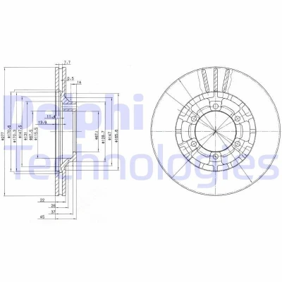 Imagem de DELPHI BG2561 Disco de travão 277 22 6 ventilado oleado não tratado sem o rolamento da roda, anel sensor do ABS MITSUBISHI: PAJERO 2