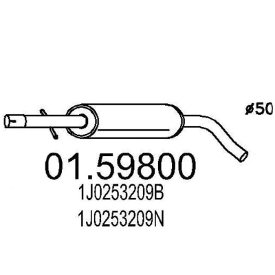 Imagem de MTS 01.59800 Silenciador Central 900 VOLKSWAGEN: Golf 4, AUDI: A3 Hatchback, SEAT: Leon I Hatchback