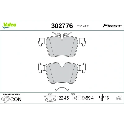 Imagem de VALEO 302776 Jogo de pastilhas para travão disco Eixo traseiro excl. contacto aviso desgaste sem parafusos, com chapa anti ruído