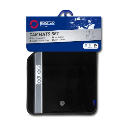 Imagem de SPARCO 03763BAR Conjunto de tapete chão à frente e atrás 4 preto 65x47 / 30x40