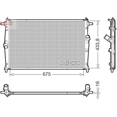 Imagem de DENSO DRM44054 Radiador, arrefecimento do motor 675mm 434mm 16mm