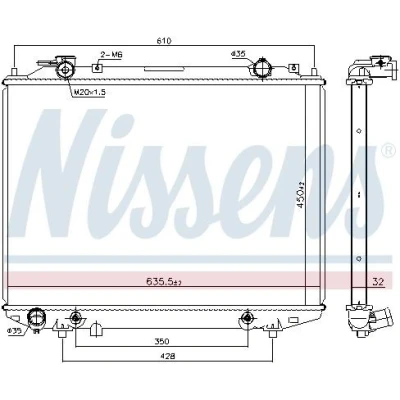 Imagem de NISSENS 68535 Radiador, arrefecimento do motor Alumínio 450 644 32 Aletas de refrigeração soldadas MAZDA: BT 50 Pick up, FORD: Ranger Mk2