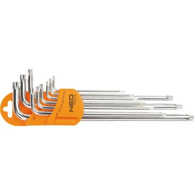 Imagem de NEO TOOLS 09 526 Kit de chaves parafusos angulares T10,T15,T20,T25,T27, T30,T40,T45,T50 magnético aço cromo vanádio 9