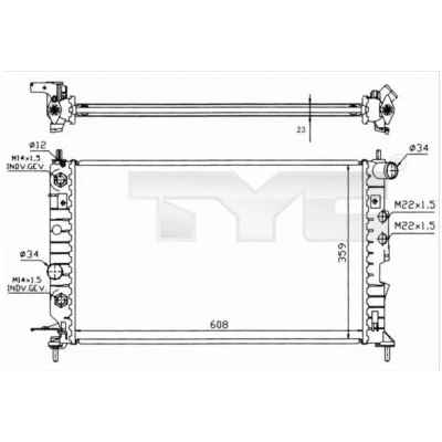 Imagem de TYC 725 0004 R Radiador, arrefecimento do motor 610mm 360mm 32mm Caixa de velocidades automática Aletas refrigeração unidas mecanicamente