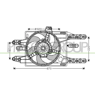 Imagem de PRASCO FT132F006 Ventilador de Radiador 320 170 FIAT: Punto I Hatchback, Cabrio, LANCIA: Y