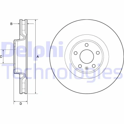 Imagem de DELPHI BG9172C Disco de travão 356 34 5 ventilado revestido não tratado sem o rolamento da roda, anel sensor do ABS