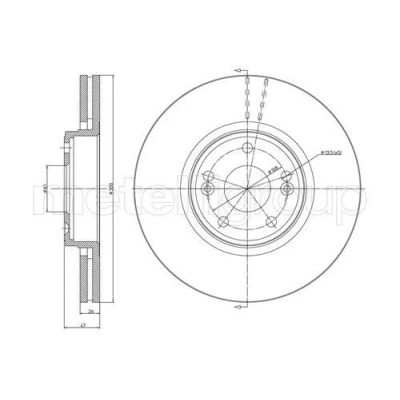 Imagem de METELLI Disco de travão RENAULT: LAGUNA 2 Grandtour, 300,0mm 26,0mm 5 61,0mm ventilado pintado 23 0675C 7701206614,8200007122