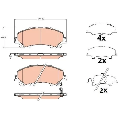 Imagem de TRW GDB2222 Jogo de pastilhas para travão disco com avisador sonoro desgaste acessórios NISSAN: X Trail
