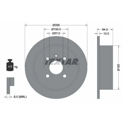 Imagem de TEXTAR 92129000 Disco de travão 258 10 04/05 100 cheio sem pernos fixação da roda, cubo roda DAEWOO: Nubira Carrinha, Hatchback